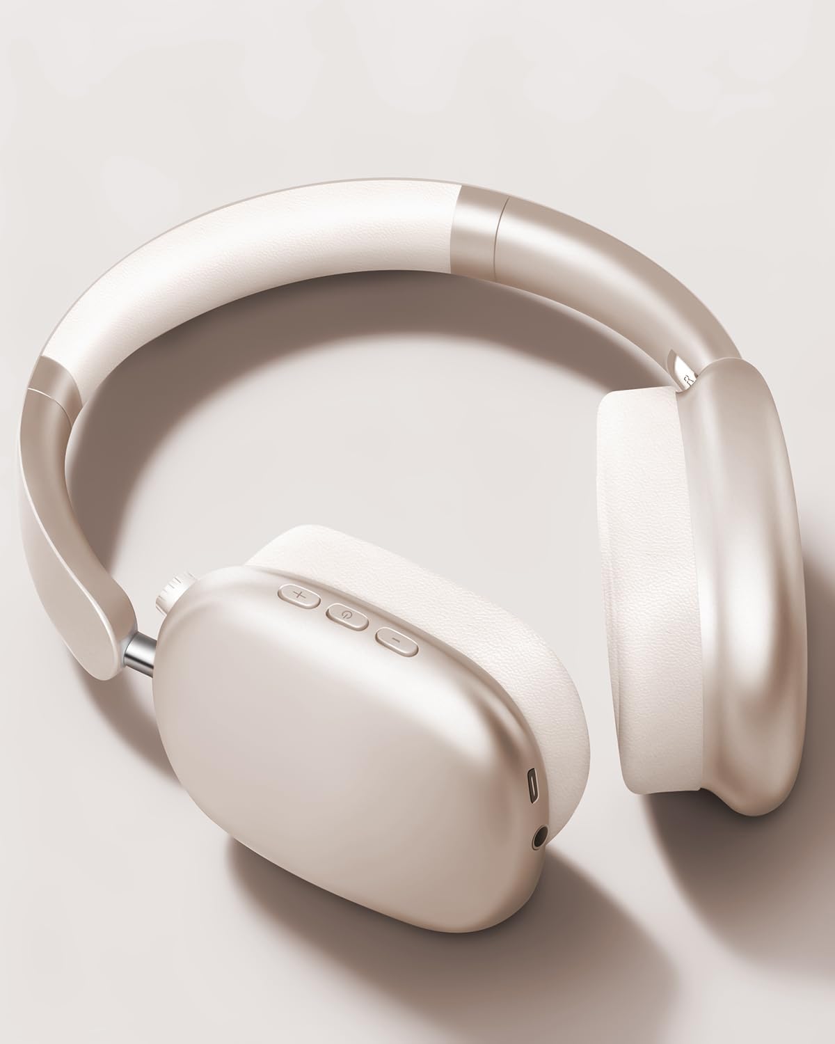 Wentronic Y01 Wireless Noise Canceling Headphones Bluetooth 5.3 Over Ear Headphones with Microphone, Hi-Res Audio, 48H Playtime, Foldable Comfortable Earpads,Compatible with iOS,Android,PC, Starlight - Image 2