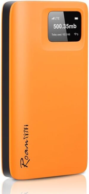 RoamWiFi 4G LTE WiFi Hotspot Router, Portable Mobile Hotspot Device for International Travel, Pocket WiFi No SIM Card Needed, Connect 10 Devices, 10GB Local Data Included, 170+ Countries Coverage