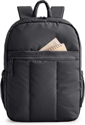 BAGSMART Backpack for Women, Travel Backpack with Large Side Pocket, 15.6 Inch Work College Backpack Purse, Waterproof Business Teacher Laptop Bag, Black